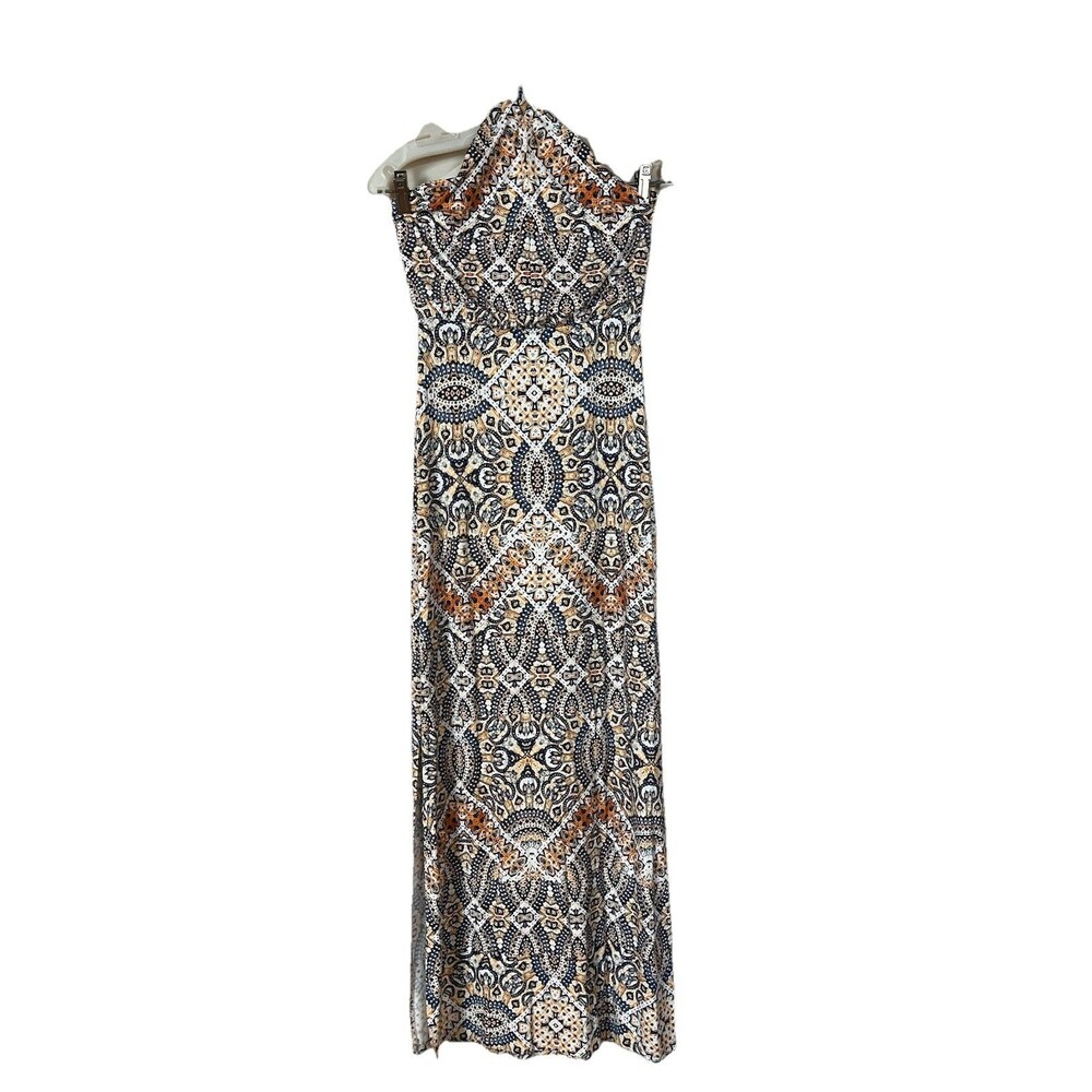 Halter Maxi, Slim Fit, Mosaic Pattern Vacation Beach Resort Dress, Sexy Size XS